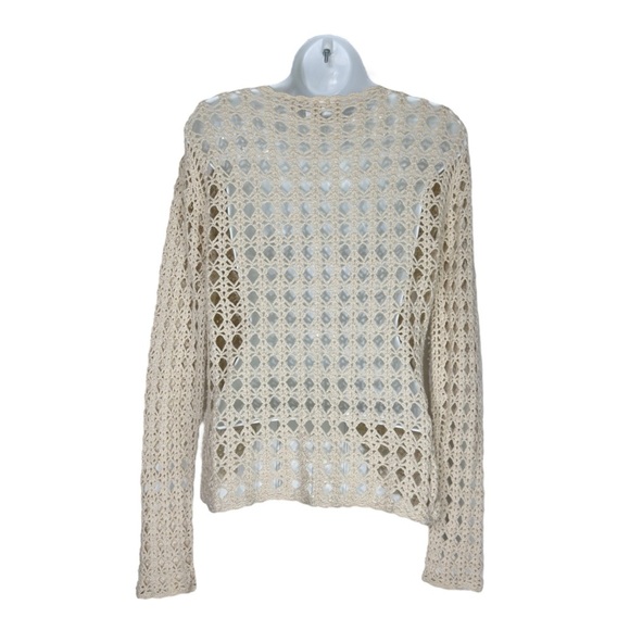 Premiere Collection Cream Crochet Boho Cardigan Cottagecore Long Sleeve Medium - Picture 2 of 11